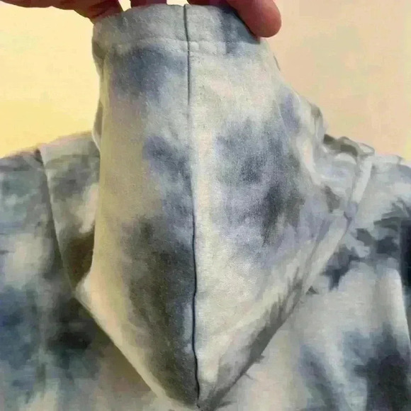 Cyrus Navy and Gray Tie Dye Hooded Drawstring Sweatshirt Hoodie Size L - Picture 5 of 7